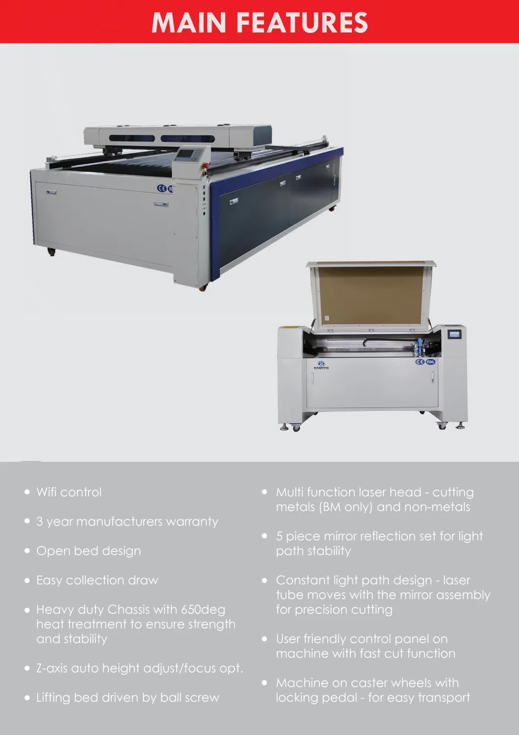 1325 Reci 80W 100W 130W 150W 180W 300W Mixed CO2 Laser Engraving Cutting Machine for Acrylic Wood Leather MDF Wood Metal and Nonmetal Materials