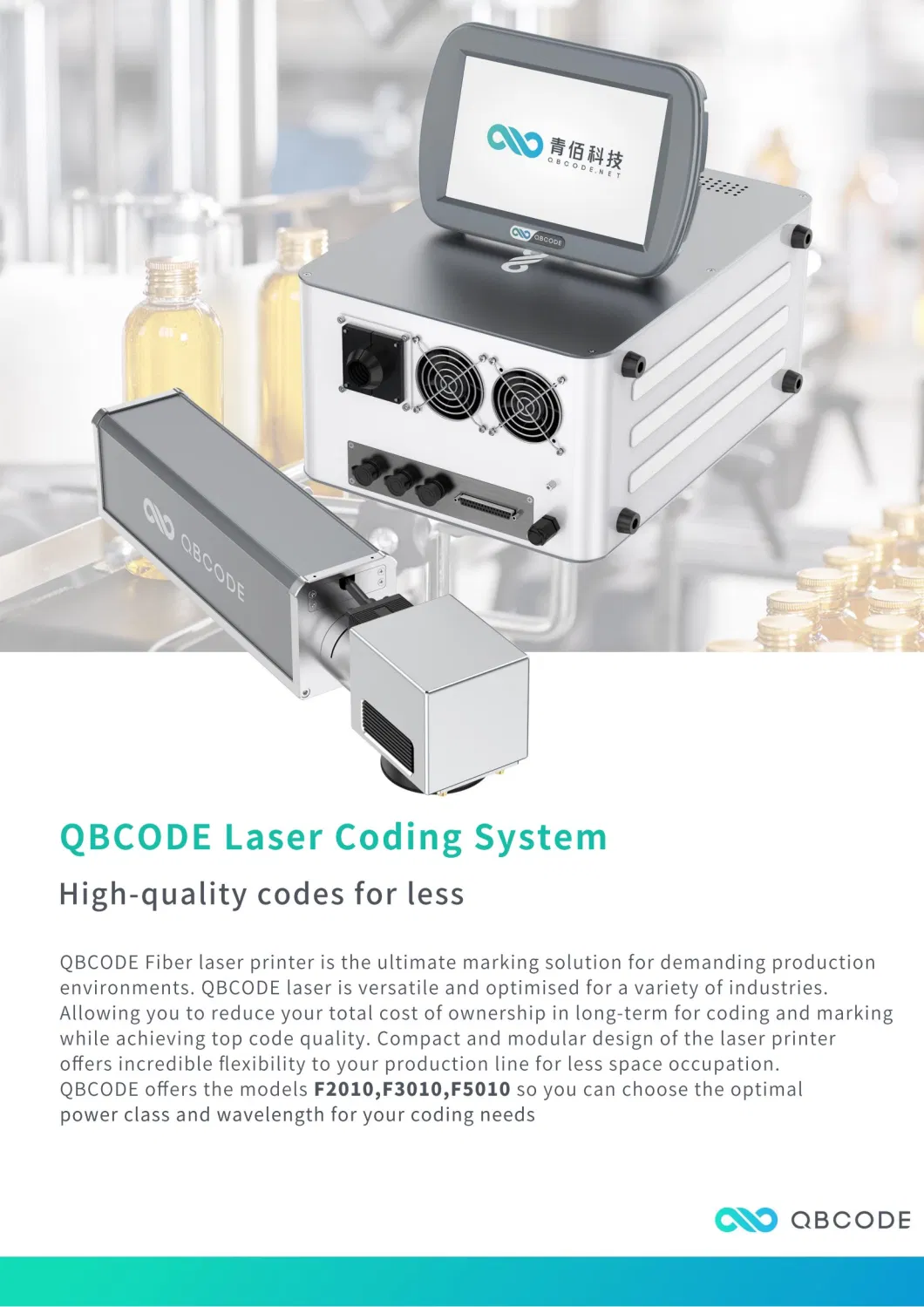 Qbcode High Speed Multiple Language30W Static Fiber Laser Marking Machine for Metal, Glass, Plastic with CE Certification